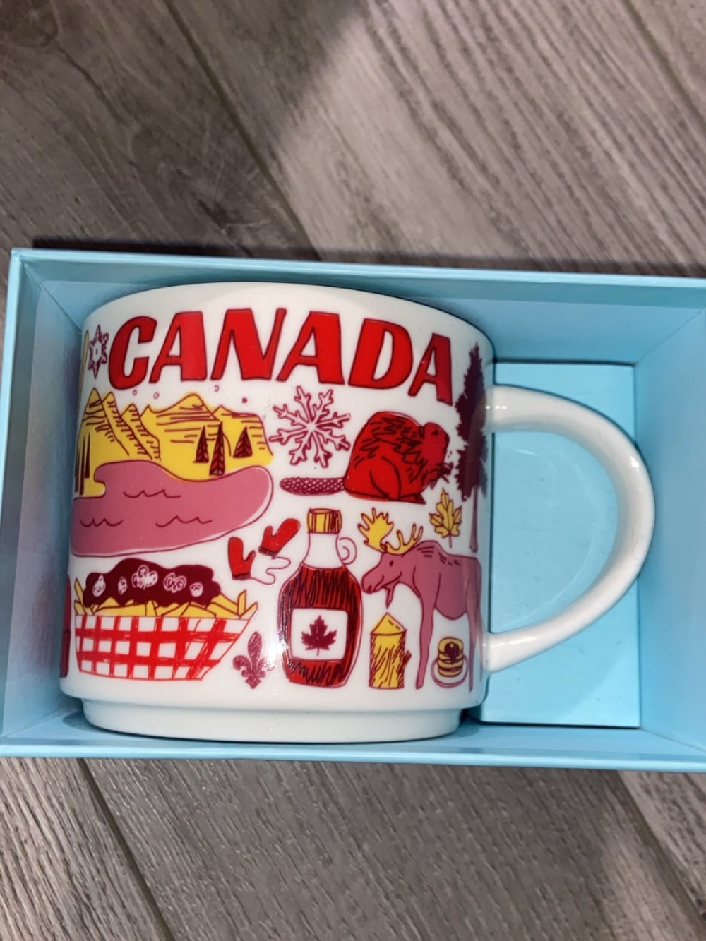 Starbucks CANADA Ceramic Coffee Mug - Red and Pink